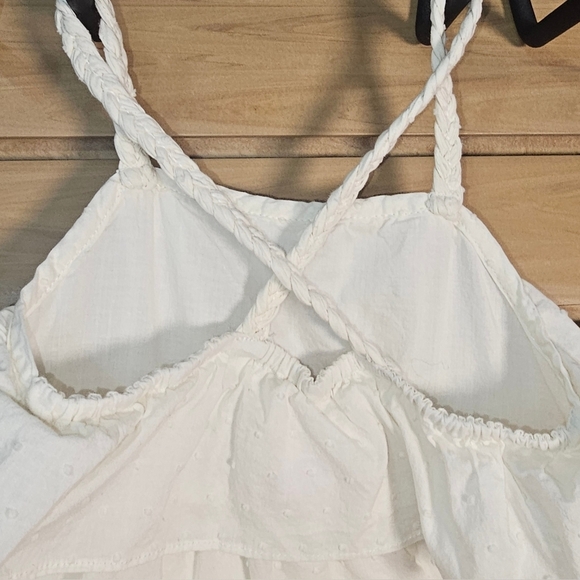 White Tiered Ruffled Braided Strap Cotton Dress 3T - Picture 2 of 5